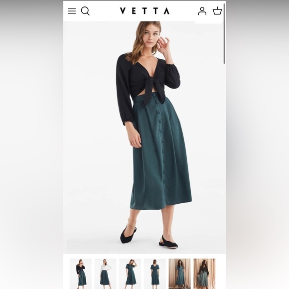 Vetta / Emerald Two Piece Midi Dress tencel button up convertible skirt top  2 - Picture 4 of 6